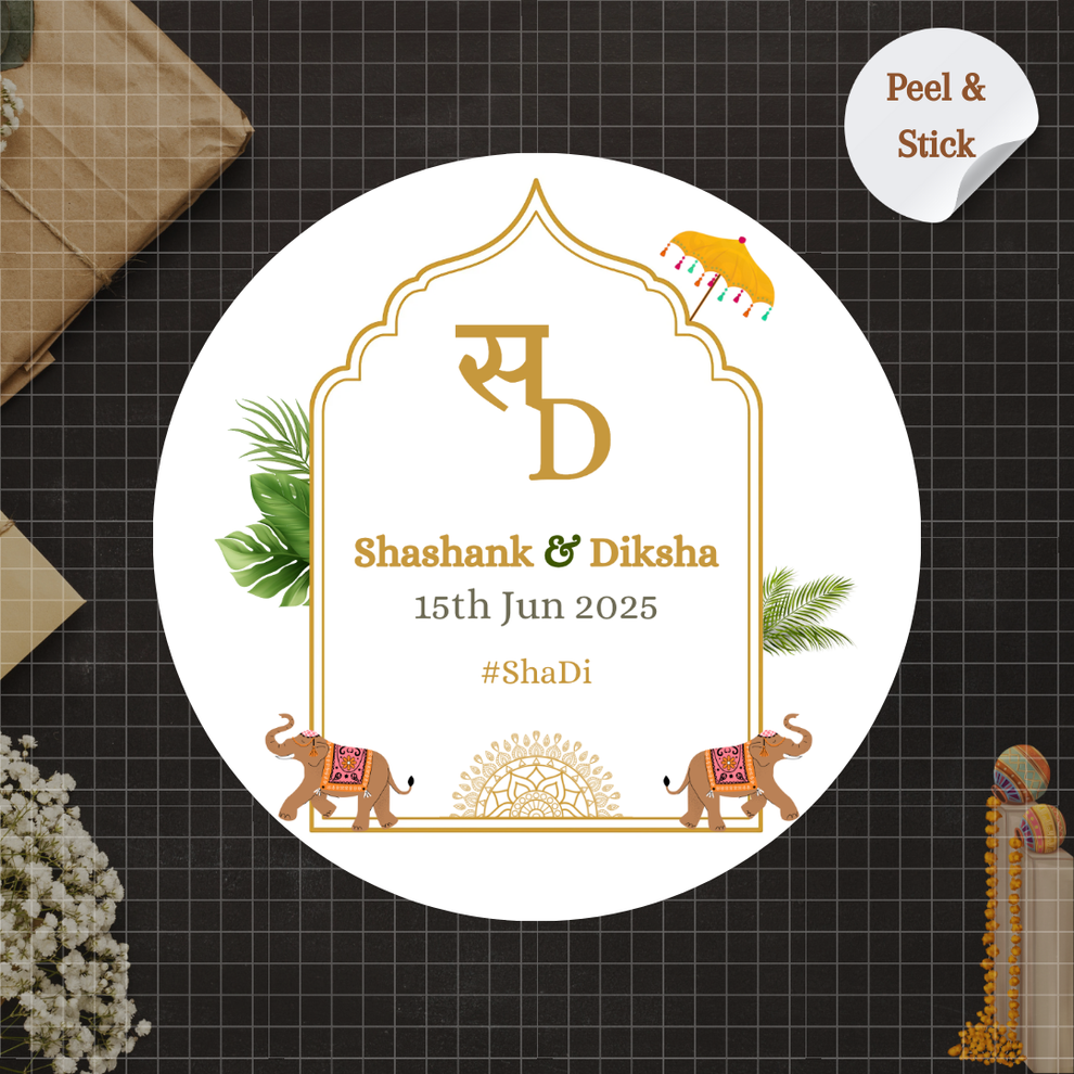 Ethnic Rajasthani Elephant Wedding Sticker - LUXE – Nyota.shop
