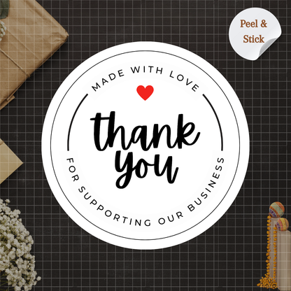 Monochrome White Love Thank you stickers