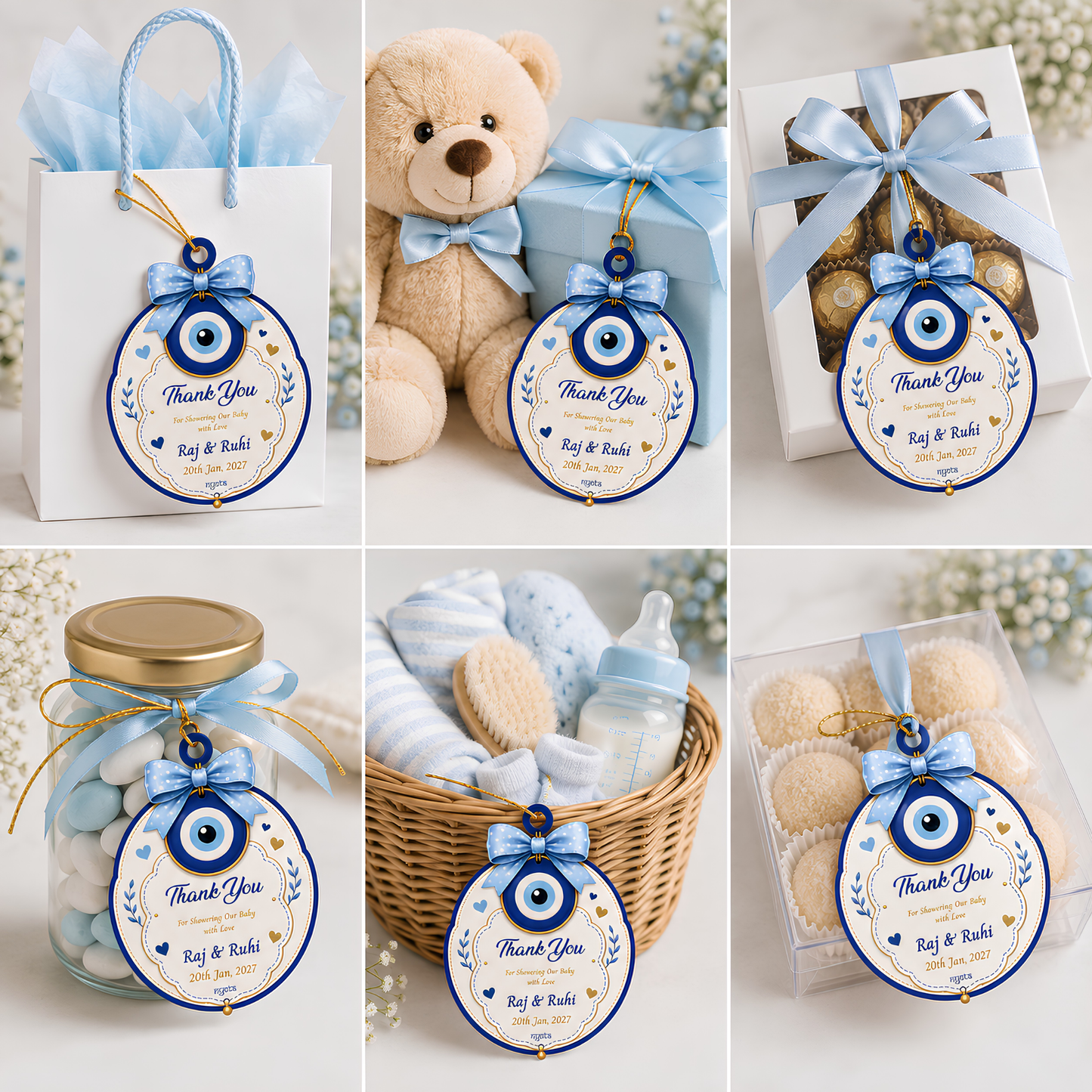 NYOTA Baby Shower Evil Eye Gift Tags