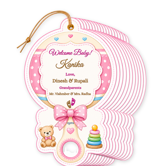 NYOTA Baby Shower Rattle Gift Tags Return Gift