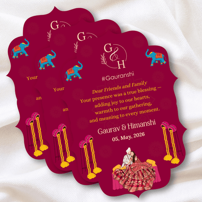 Royal Pink Wedding Thank You Card