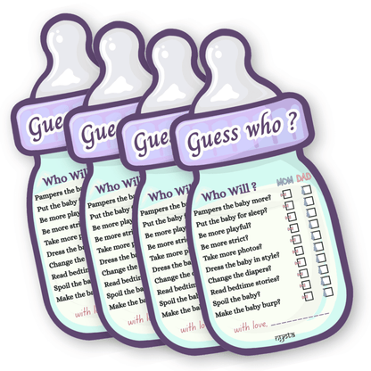NYOTA Baby Shower Activity Kit | Complete Baby Shower Games Bundle with Baby Prediction Cards, Mom vs Dad Game, Baby Shower Tambola & Fingerprint Voting Board | Personalized Party Kit
