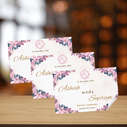 Pink Floral Wedding Car Sticker