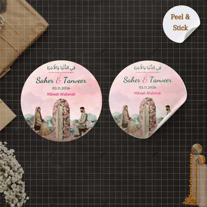 Dreamy Pink Nikah Mubarak Sticker