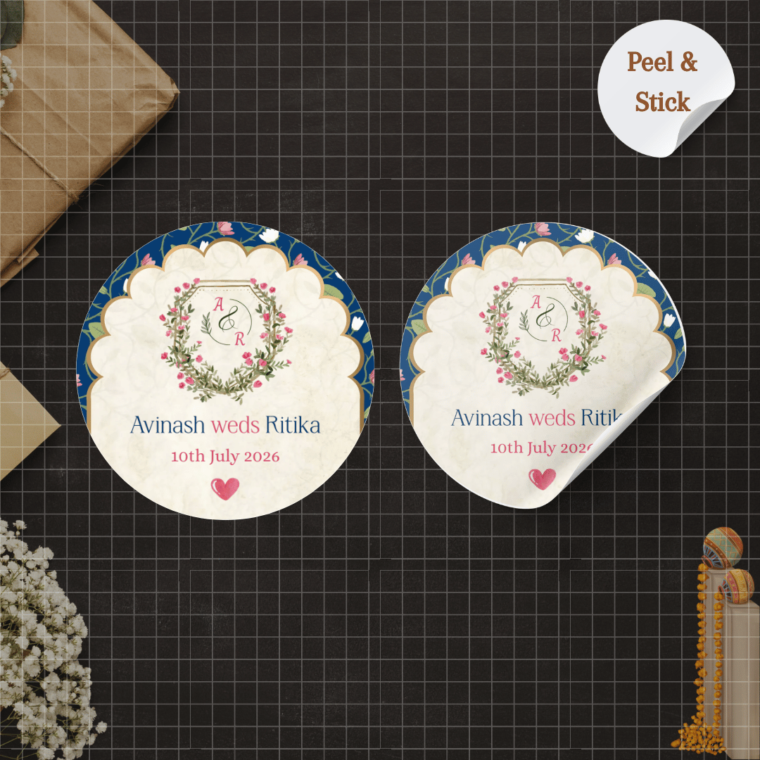 Printed Indian Wedding Royal Sticker with your name