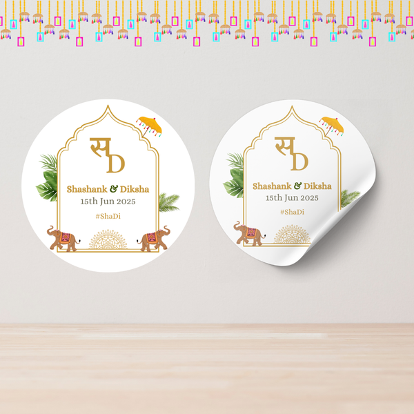 Ethnic Rajasthani Elephant Wedding Sticker - LUXE – Nyota.shop