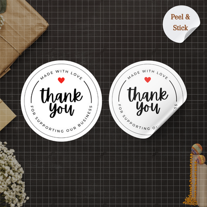 Monochrome White Love Thank you stickers