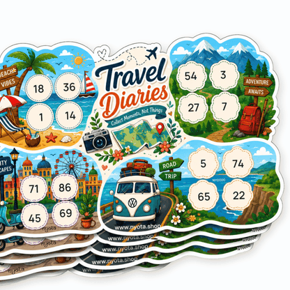 Travel Diaries Tambola Tickets – Premium Travel Theme Housie Game Cards for Vacation Party, Wanderlust, Road Trip, Office, Birthday & Family Gatherings