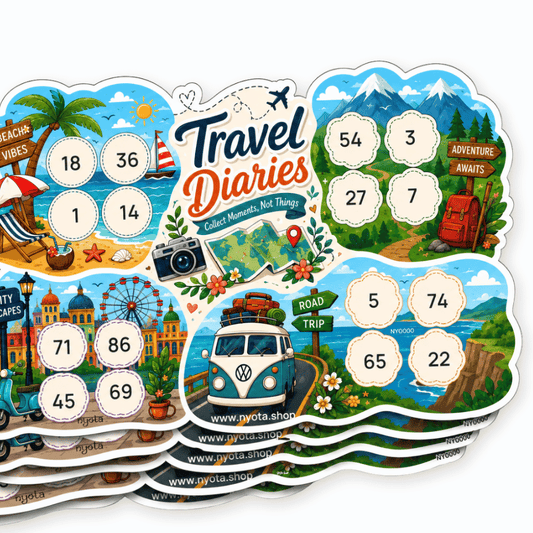 Travel Diaries Tambola Tickets – Premium Travel Theme Housie Game Cards for Vacation Party, Wanderlust, Road Trip, Office, Birthday & Family Gatherings
