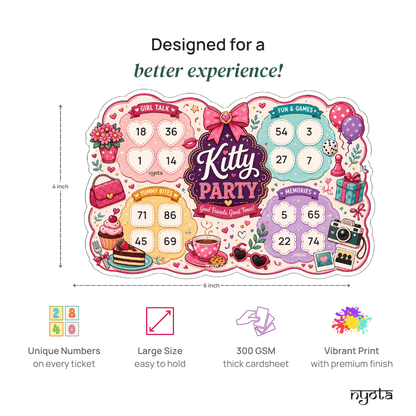 Kitty Party Tambola Tickets – Premium Housie Game Cards for Ladies Kitty Party, Birthday, Bridal Shower, Baby Shower, Office & Family Gatherings