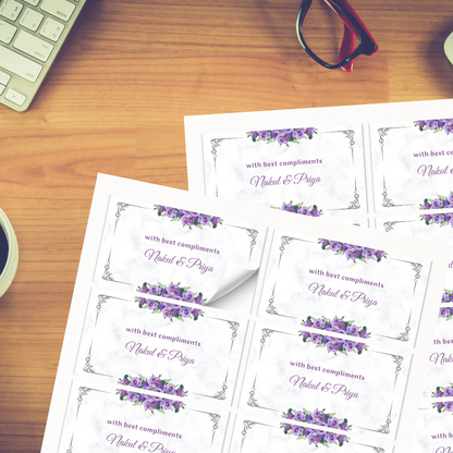 Purple and White Floral Personalised Gift Sticker