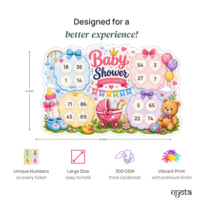 Baby Shower Tambola Tickets – Premium Housie Game Cards for Baby Shower, Gender Reveal, Welcome Baby Party, Mom-to-Be Celebration & Family Gatherings