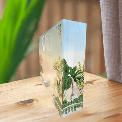 Blue Pichwai Theme Customised Printed Paper Bag with Golden Text - LUXE