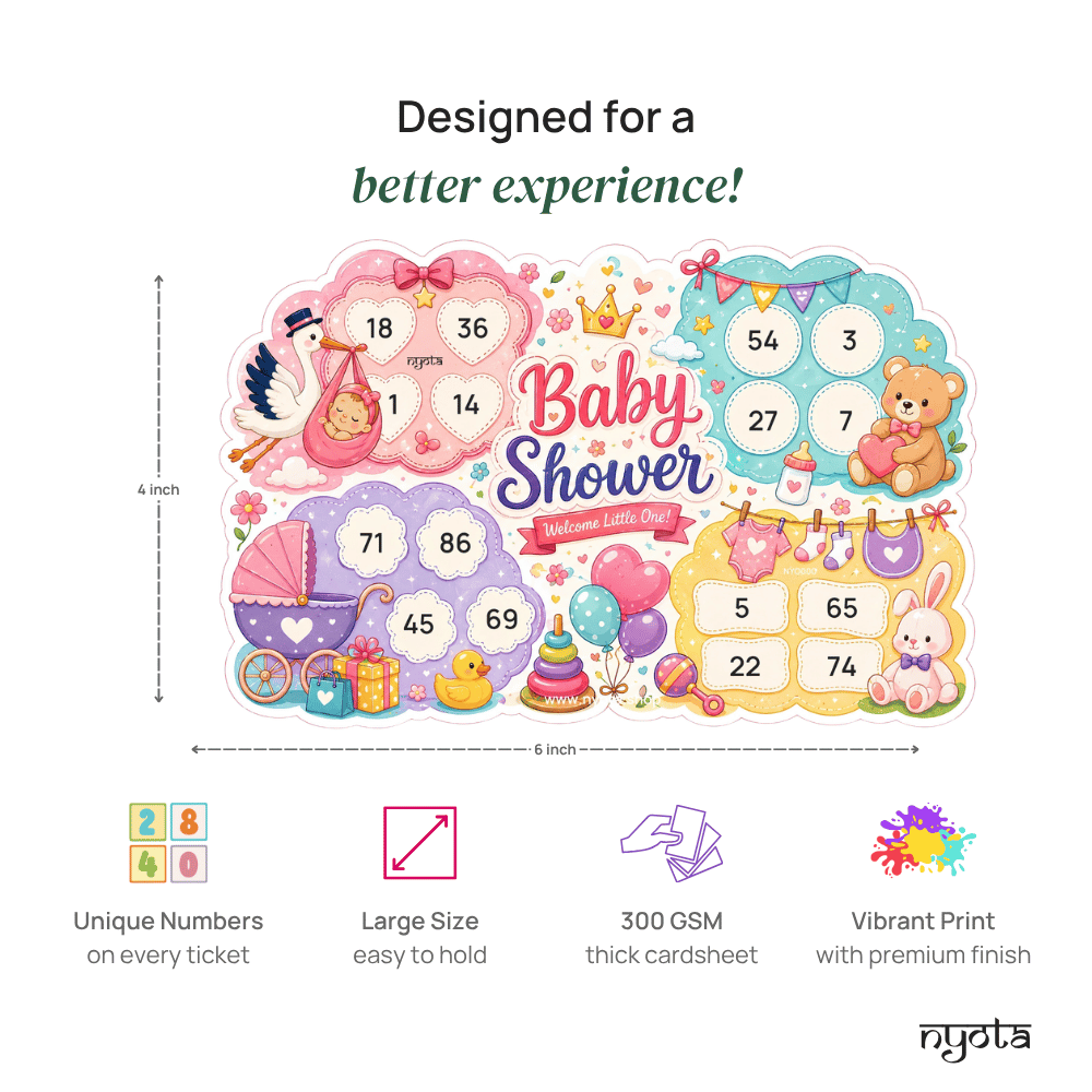 Welcome Little One Baby Shower Tambola Tickets – Premium Housie Game Cards for Baby Shower, Gender Reveal, Baby Sprinkle, Naming Ceremony & Party Games