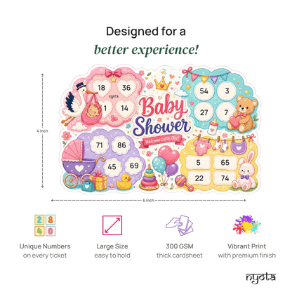 Welcome Little One Baby Shower Tambola Tickets – Premium Housie Game Cards for Baby Shower, Gender Reveal, Baby Sprinkle, Naming Ceremony & Party Games