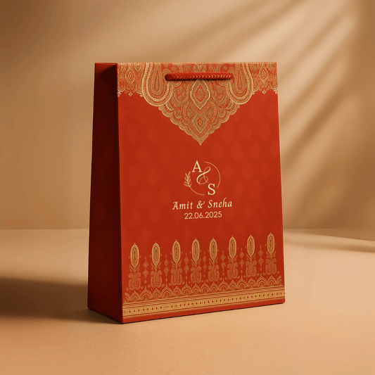 Ethnic Red Customised Printed Paper Bag