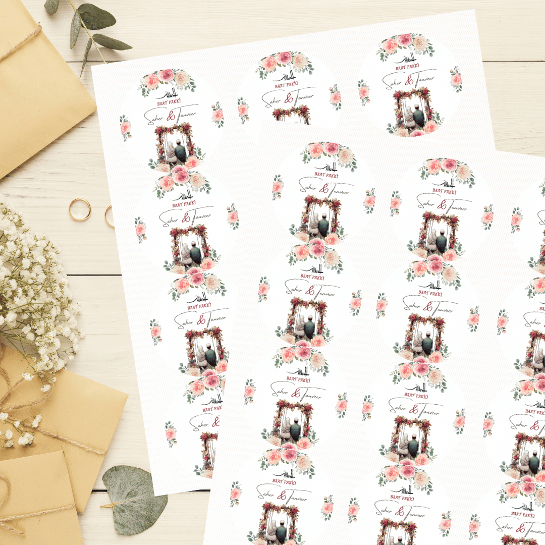 Couple Baat Pakki Sticker - Customized Text for Invites & Gifts