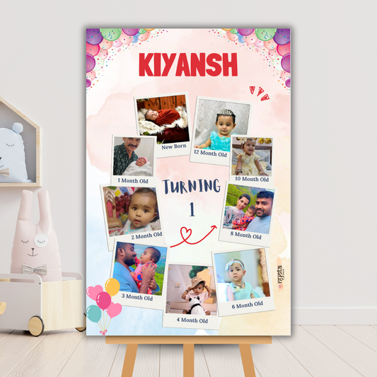 Personalized Kids Photo Milestone Board | Baby's First Year Birthday Chalkboard