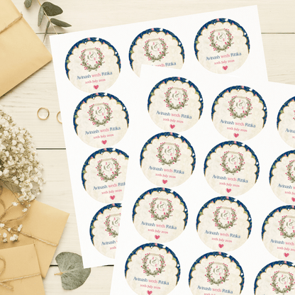 Printed Indian Wedding Royal Sticker with your name