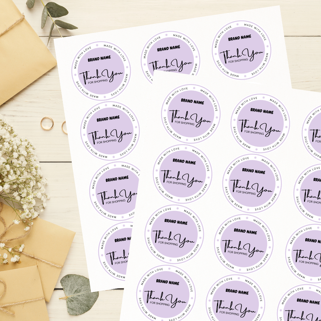 Lavender thank you sticker for business