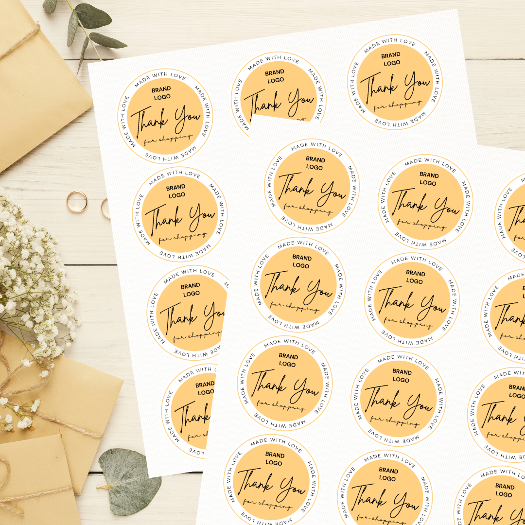 Lemon Yellow Thank you stickers