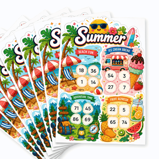 Summer Tambola Tickets – Premium Summer Vacation Theme Housie Game Cards for Beach Party, Pool Party, Picnic, Birthday & Family Gatherings