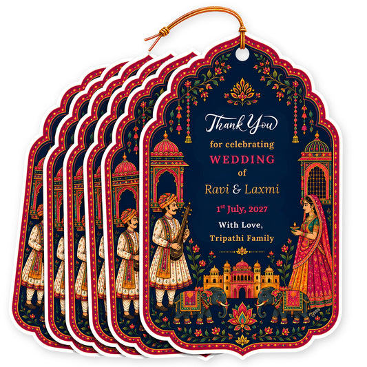 NYOTA Personalised Royal Wedding Gift Tags | Indian Wedding Return Gift Tags