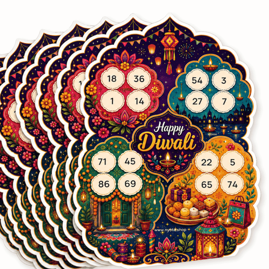 Happy Diwali Tambola Tickets – Premium Festival Theme Housie Game Cards for Diwali Party, Lakshmi Puja, Family Gathering, Office Celebration & Society Events