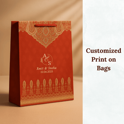 Ethnic Red Customised Printed Paper Bag