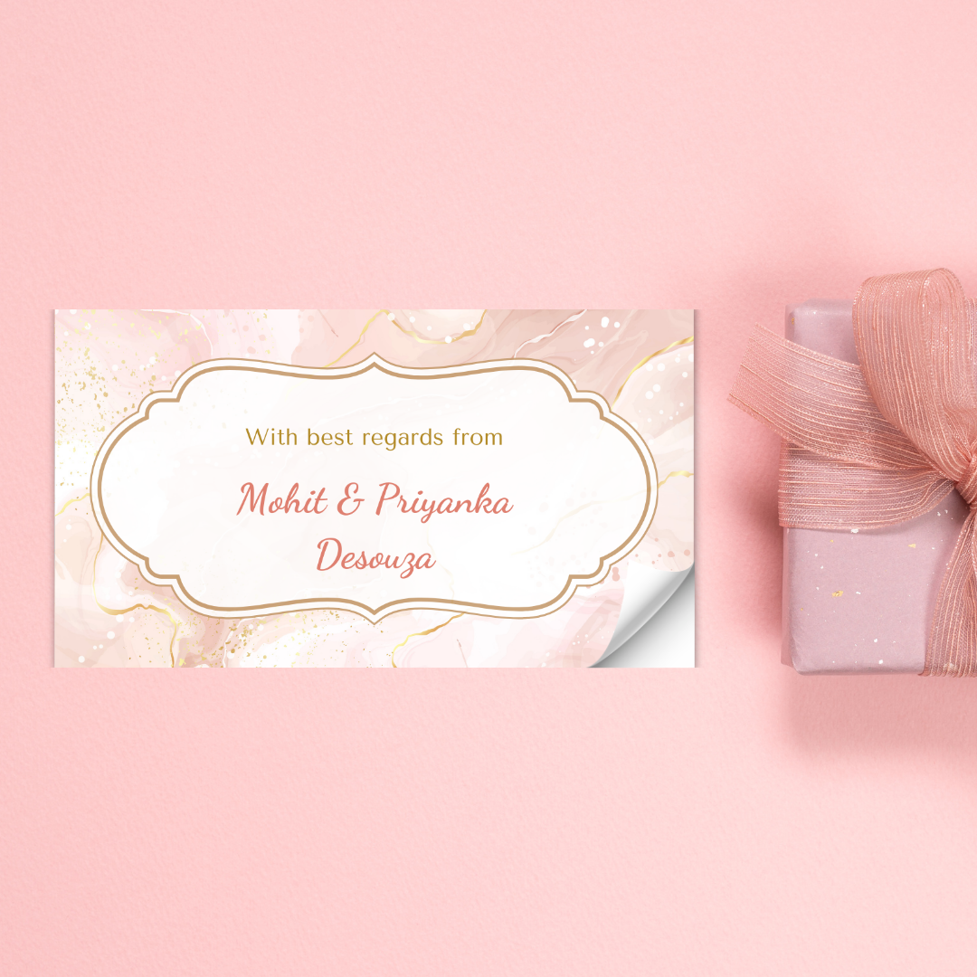 Golden Pink Marble Theme Personalised Gift Sticker