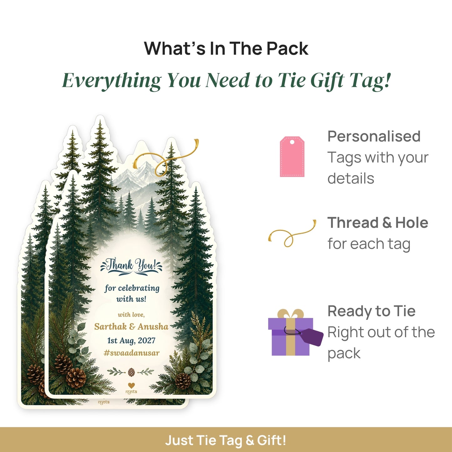 NYOTA Personalised Woodland Wedding Gift Tags