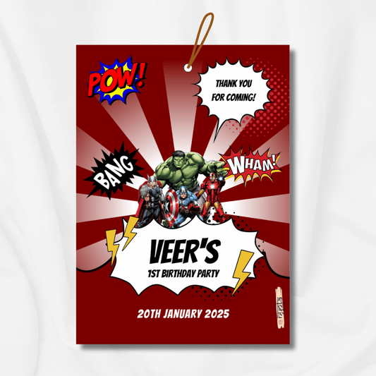 Avengers Theme Birthday Thank You Tag