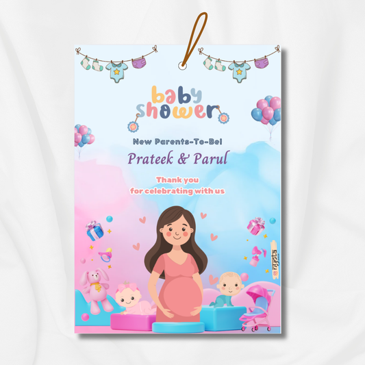 Dreamy Blue Pink Baby Shower Return Gift Tag