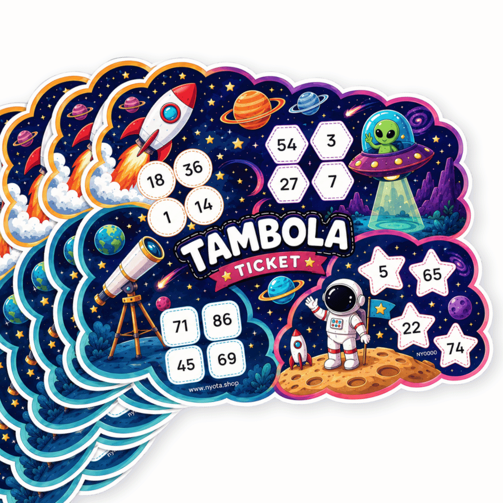 Nyota Space Theme Tambola Tickets | Housie Bingo Game Tickets | Fun Party Game for Kids & Adults | Kitty Party, Birthday, Family Games & School Activities