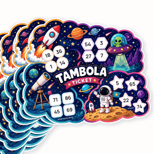 Nyota Space Theme Tambola Tickets | Housie Bingo Game Tickets | Fun Party Game for Kids & Adults | Kitty Party, Birthday, Family Games & School Activities