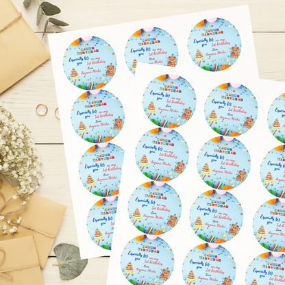 Cute Teddy and Cake Birthday Sticker