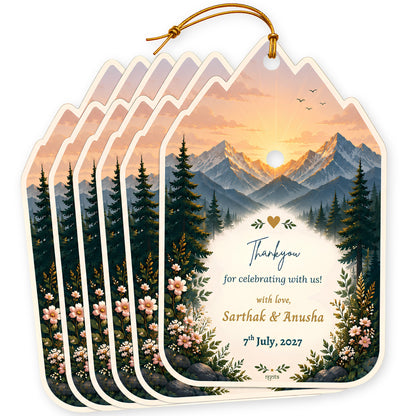 NYOTA Personalised Mountain Sunrise Wedding Gift Tags