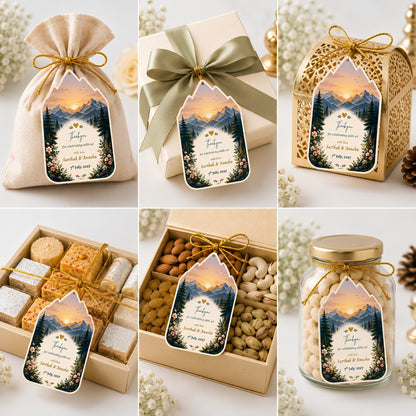 NYOTA Personalised Mountain Sunrise Wedding Gift Tags