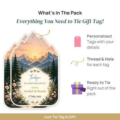 NYOTA Personalised Mountain Sunrise Wedding Gift Tags