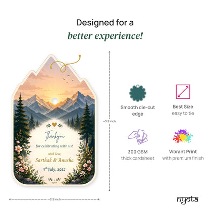 NYOTA Personalised Mountain Sunrise Wedding Gift Tags