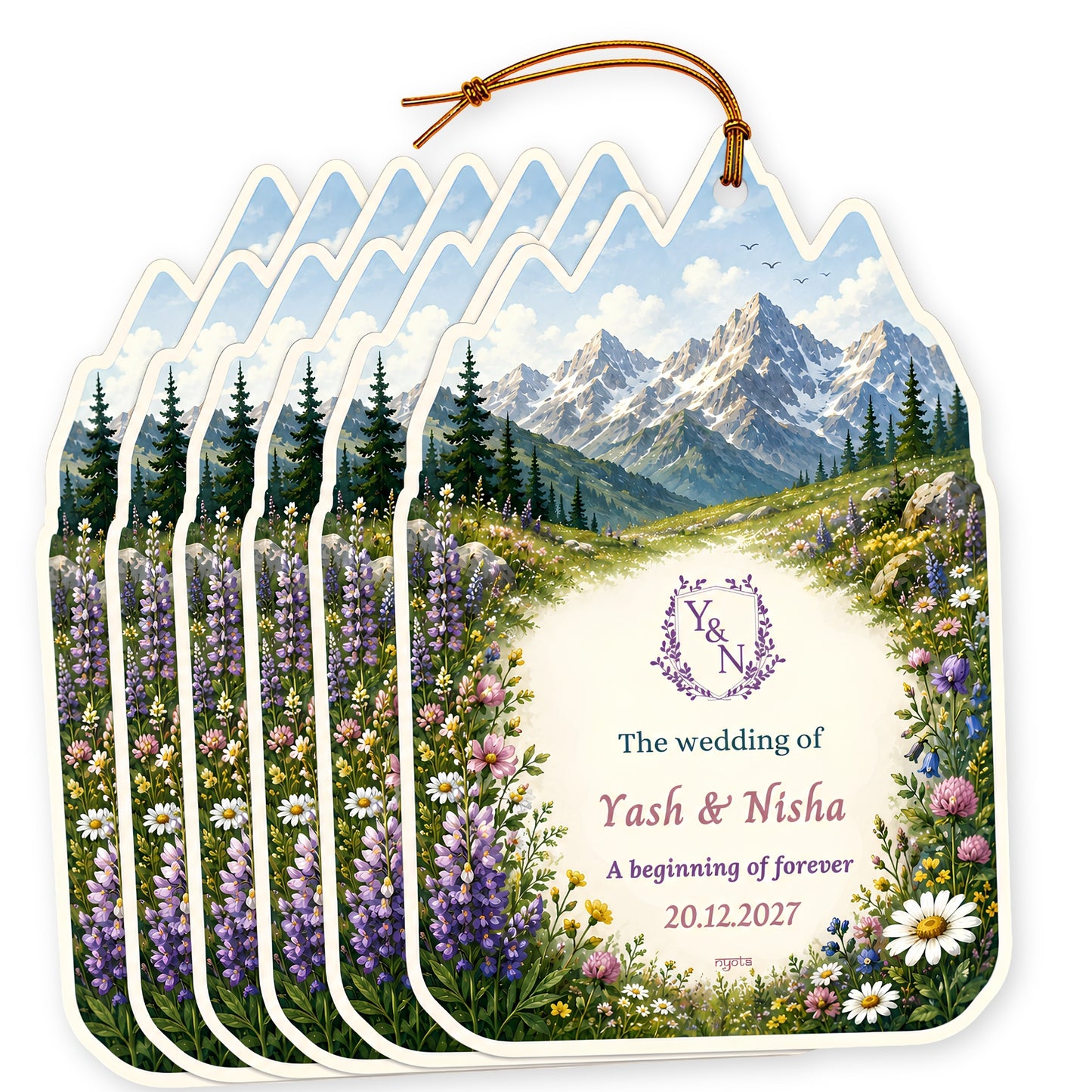 NYOTA Personalised Alpine Wildflower Wedding Gift Tags