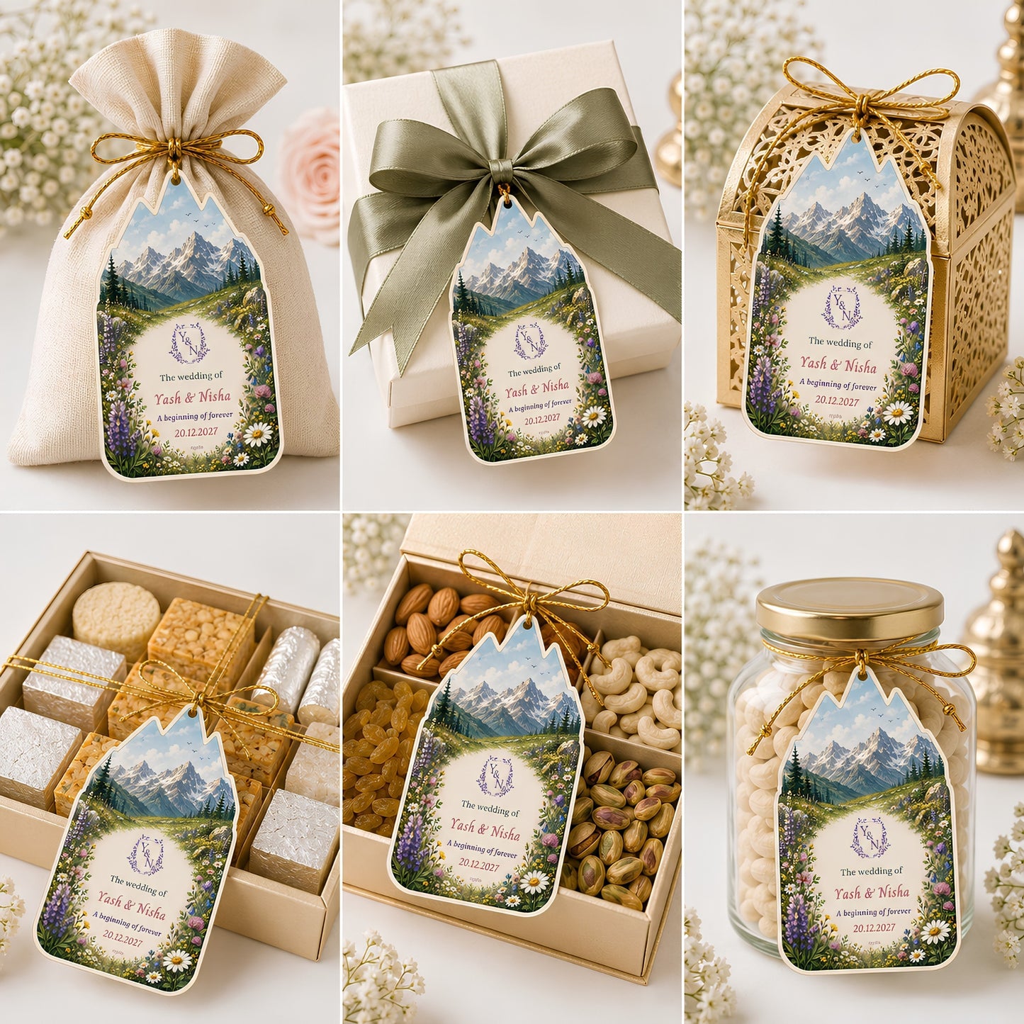 NYOTA Personalised Alpine Wildflower Wedding Gift Tags