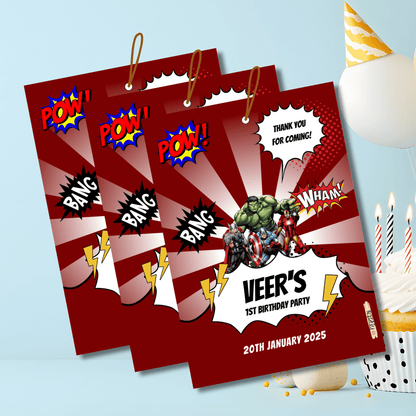 Avengers Theme Birthday Thank You Tag