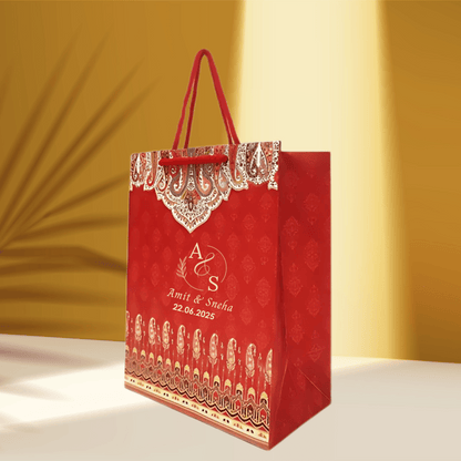 Ethnic Red Customised Printed Paper Bag