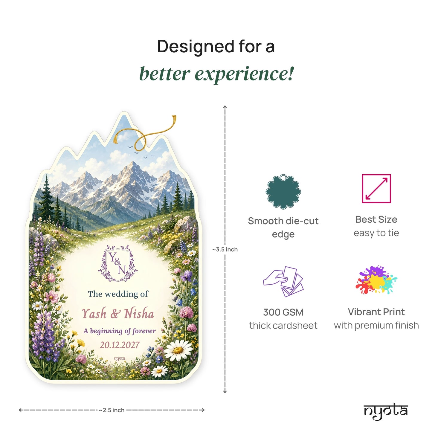 NYOTA Personalised Alpine Wildflower Wedding Gift Tags
