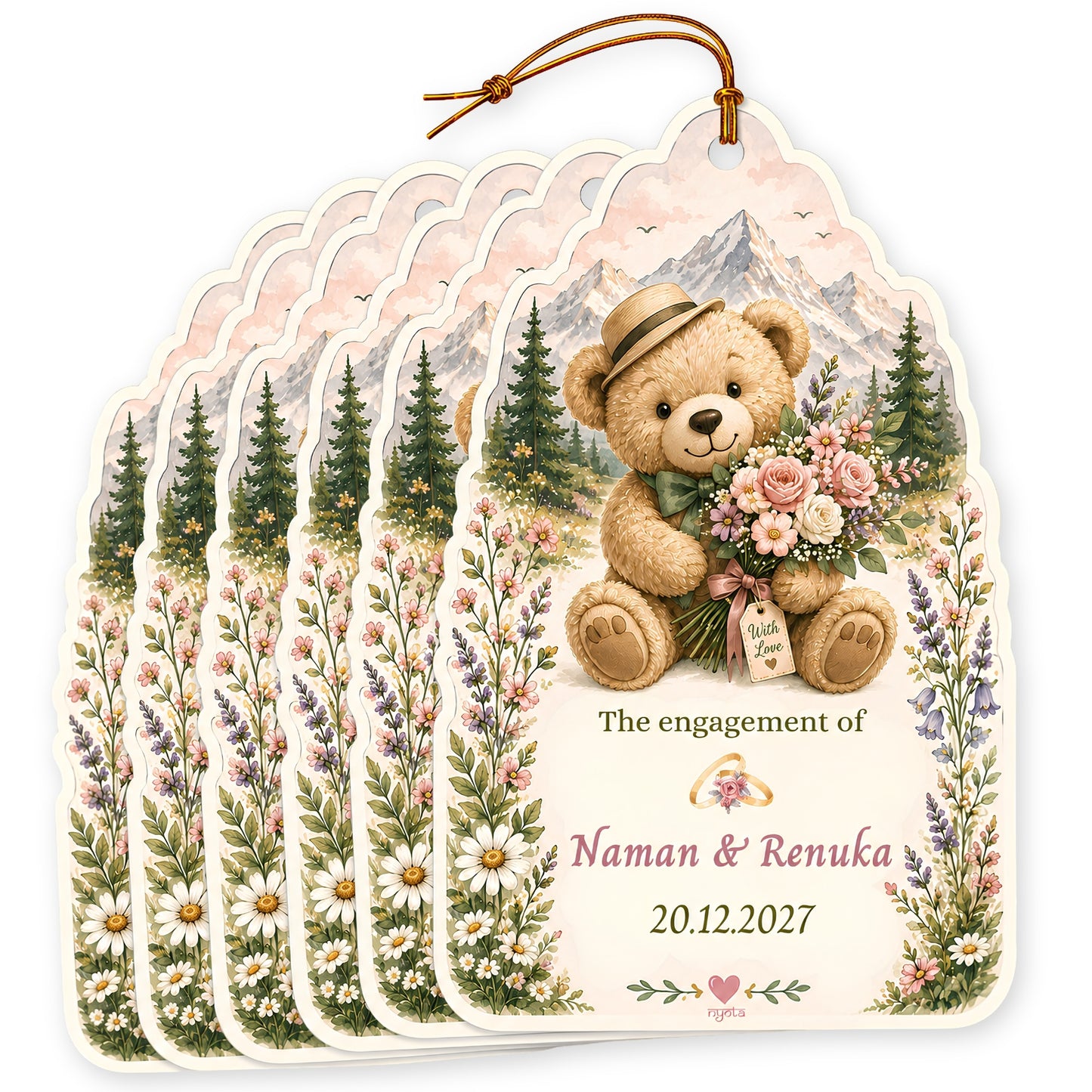 NYOTA Personalised Teddy Bear Wedding Gift Tags