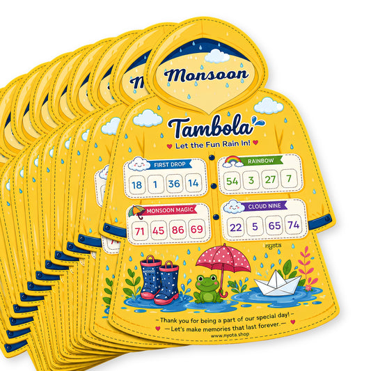 Nyota Monsoon Raincoat Theme Tambola Tickets | Rainy Season Housie Bingo Game Cards | Party Game for Kitty Party, Birthday, Family Game Night & Monsoon Celebration