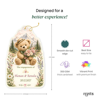 NYOTA Personalised Teddy Bear Wedding Gift Tags