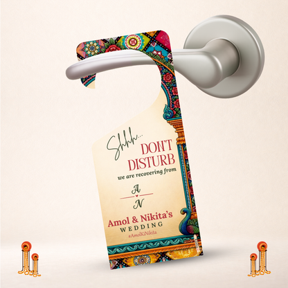Wedding Room Door Dangler – Do Not Disturb Sign for Indian Weddings Royal Mandap Theme