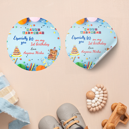 Cute Teddy and Cake Birthday Sticker